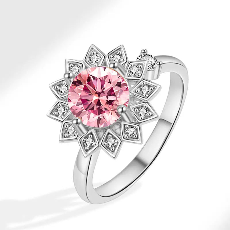 DANA 925 Silver Sunflower Diamond Zircon Ring