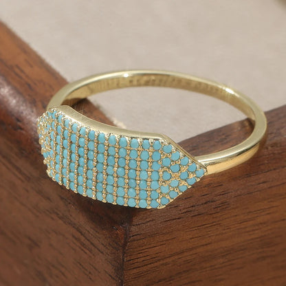 Ethnic Silver Color Inlaid Imitation Geometry Ring