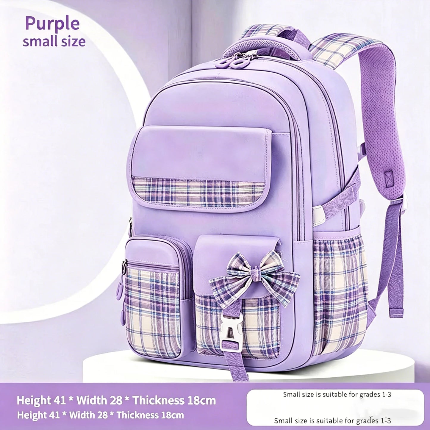 School Students Girls Checkered Backpack Large Capacity Bags