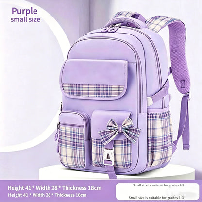 School Students Girls Checkered Backpack Large Capacity Bags