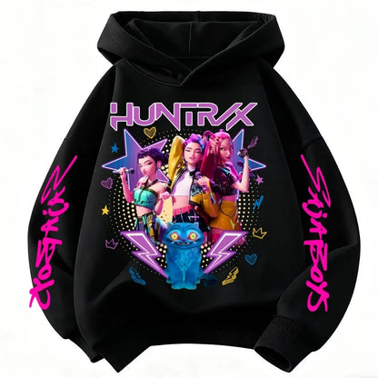 Cartoon Hunter Rumi Derpy Warm and Thick Casual Printed Purple Hoodie