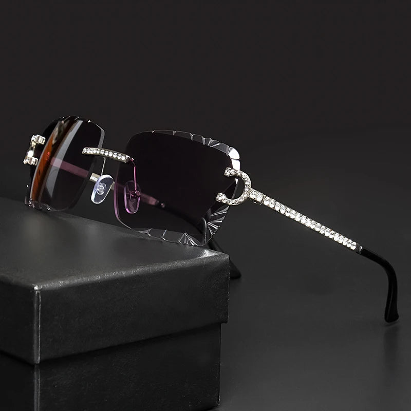 Rimless Square Vintage Diamond Sunglasses