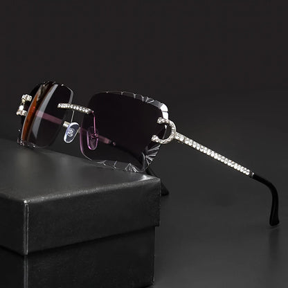Rimless Square Vintage Diamond Sunglasses