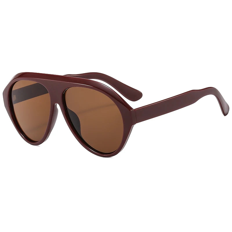 Retro Oversized Pilot Oval Multi Color Lens Sun Glasses
