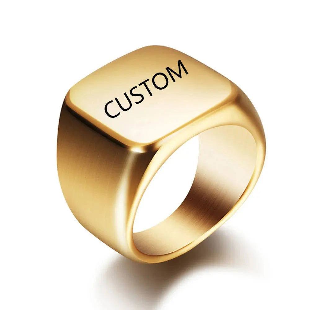 Customized Letter Pattern Logo Stainless Steel Rings