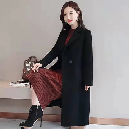Plus Size Mid-Length Woollen Slim Fit Coat