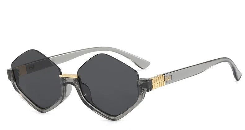 Diamond Half-Frame Polygonal Personalized Sunglasses
