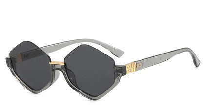 Diamond Half-Frame Polygonal Personalized Sunglasses