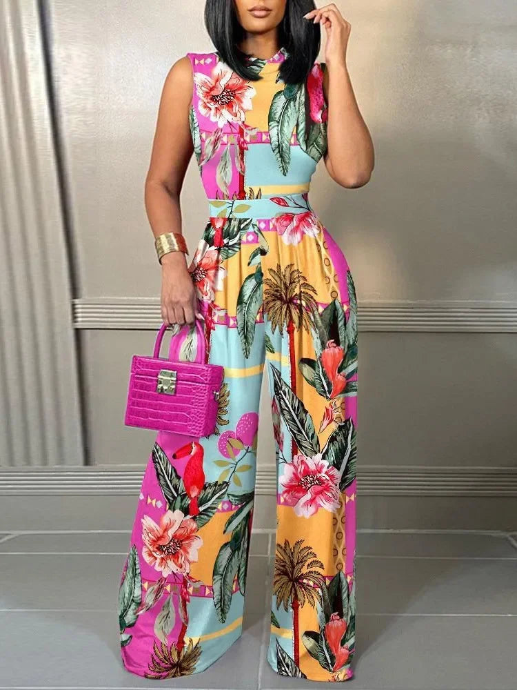 Wide Leg Long Sleeveless Bodysuits Jumpsuits Trousers