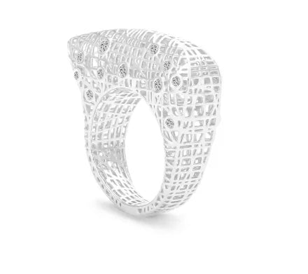 Unique Hollow Design Zircon Inlay Brass Plated 18k Gold & White Gold Rings