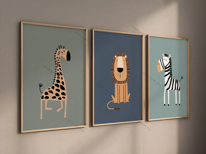 3pcs Safari Nursery Wall Prints Boho Nursery Prints Poster