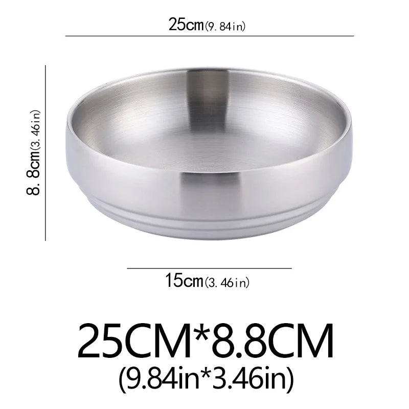 Stainless Steel Double Layer Cold Noodle Salad Bowl Fruit Bowl