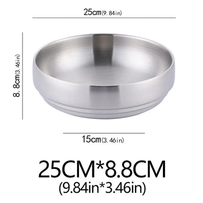 Stainless Steel Double Layer Cold Noodle Salad Bowl Fruit Bowl