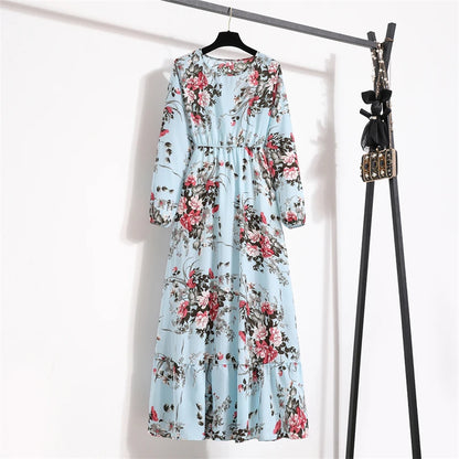 Maxi Casual Full Sleeve Floral Printed Dress