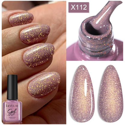 7ml Gold Sparkling Glitter Gel Nail Polish UV Gel Soak off UV LED Nail Gel Varnish