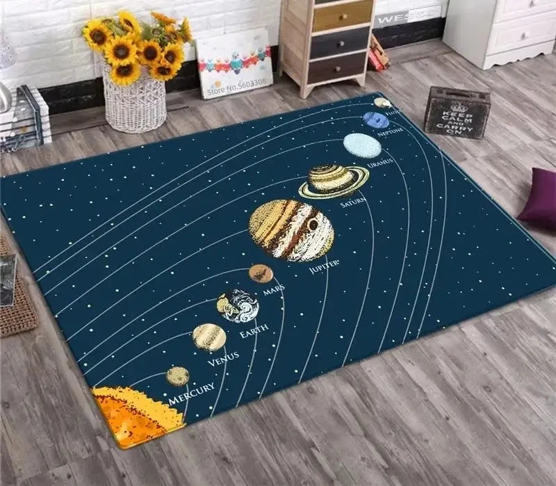 Solar System Rug Planet Galaxy Design Floor Mat
