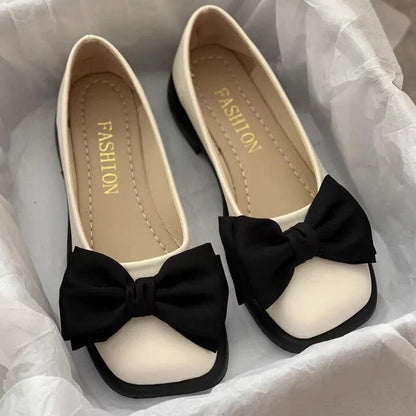 Bow Mary Janes Square Toe Shoes