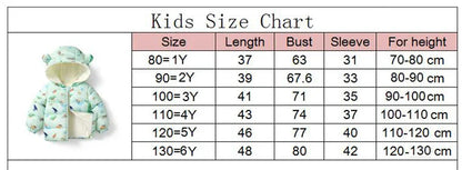 Winter Baby Kids Fleece Cartoon Warm Hooded Down Jackets