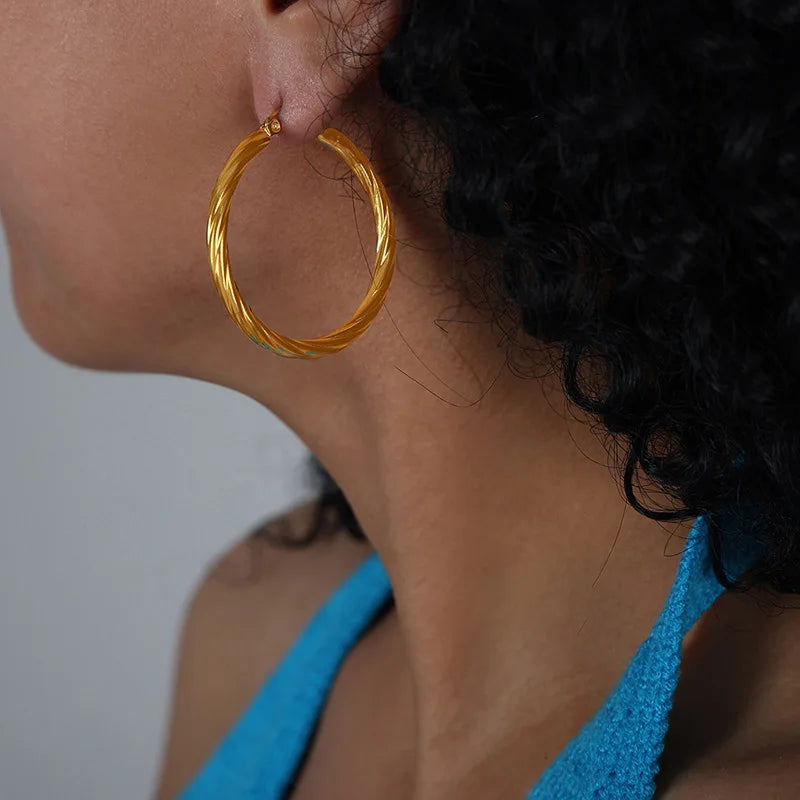 Round Hoop Stainless Steel Earrings
