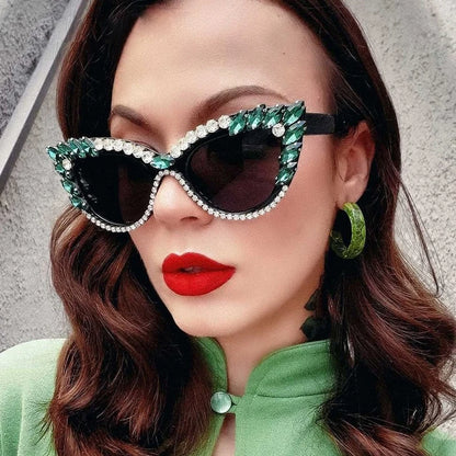 Cat Eye Colorful Big Diamond Sunglasses