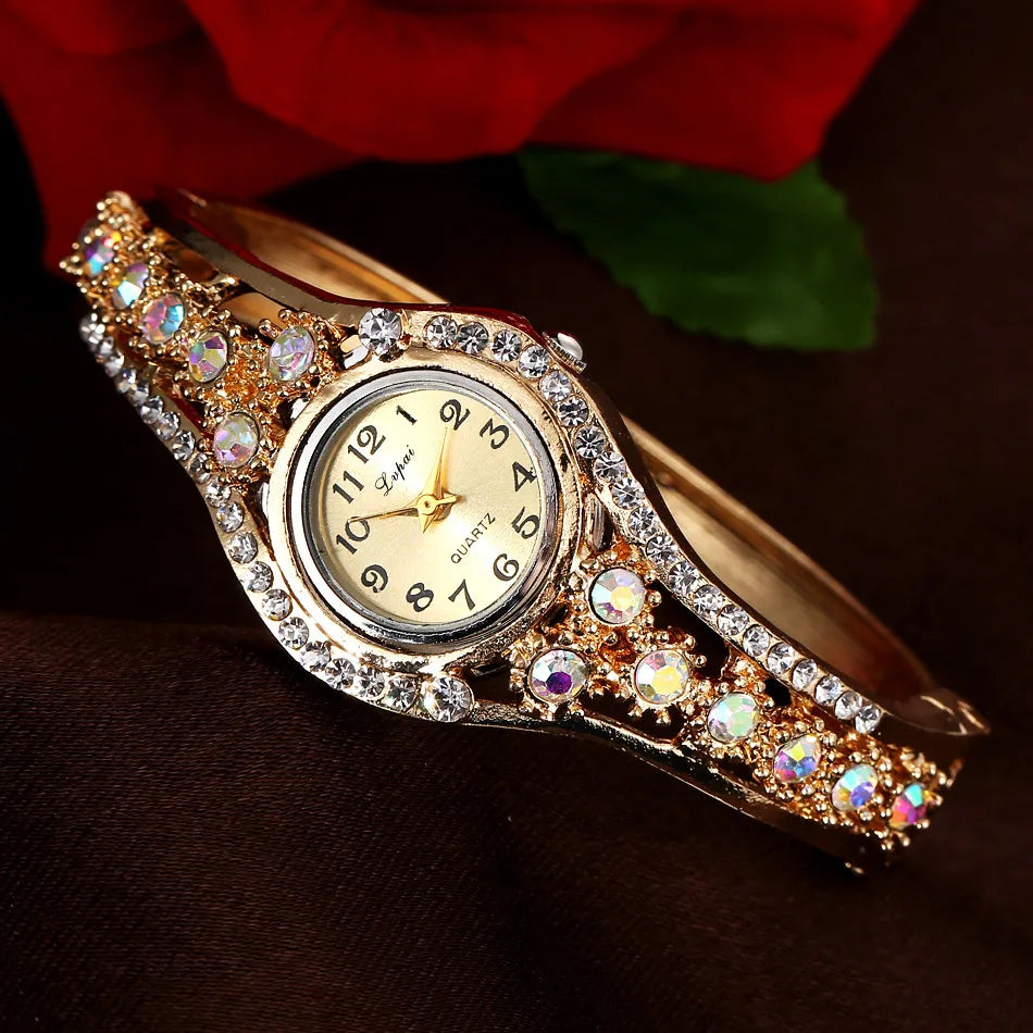 Luxury Colored Diamond Bezel Elegant Bracelet Watches