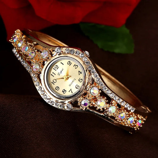 Luxury Colored Diamond Bezel Elegant Bracelet Watches