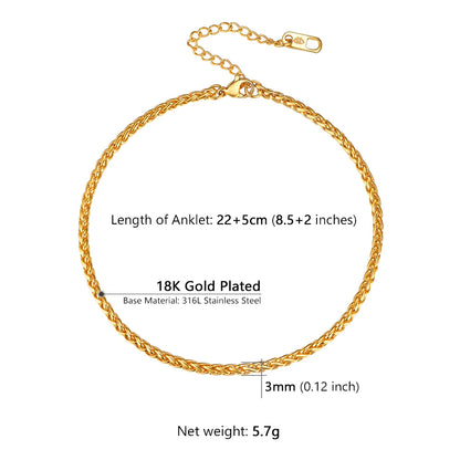 U7 Ankle Cuban Link Snake Figaro Bracelets