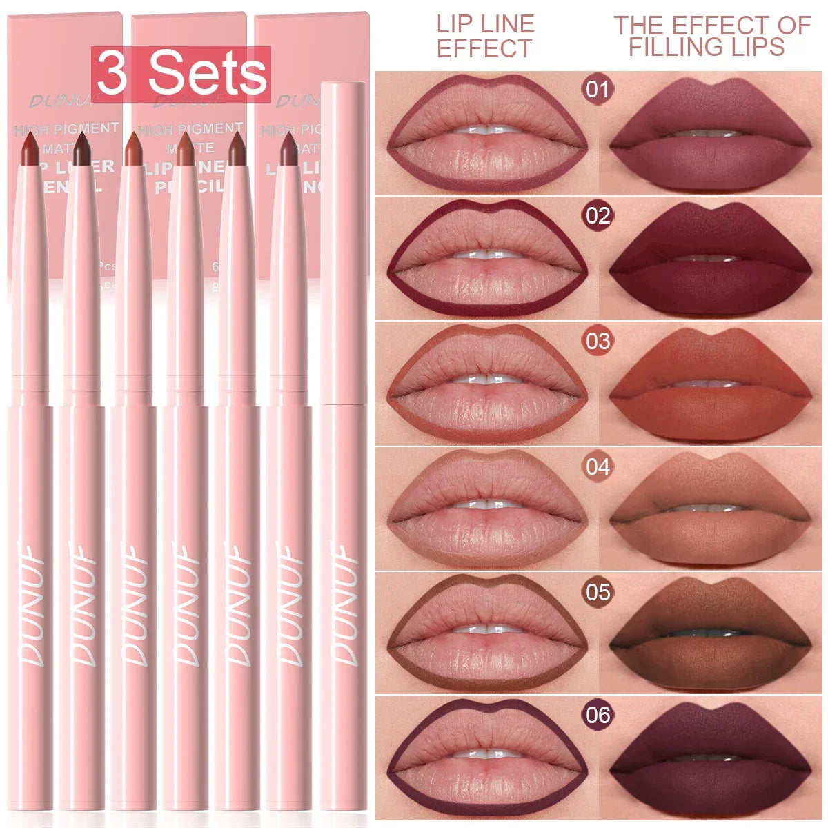 Lip Liner Pen Set Long-Lasting, Waterproof Lip Gloss Set Makeup
