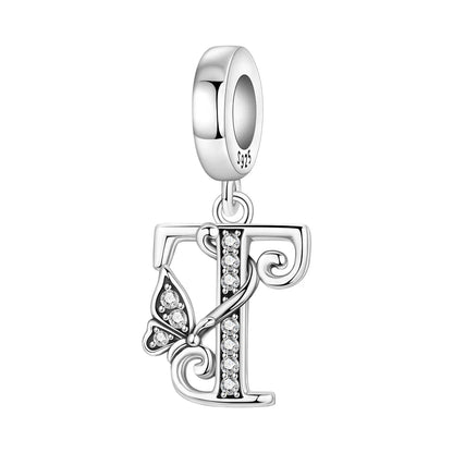 925 Sterling Silver Zircon Butterfly Letter Bracelet