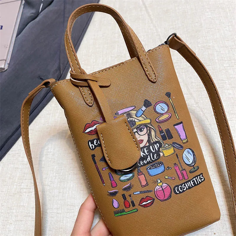 Luxury Mini Bucket Plaid PU Leather Crossbody Bag