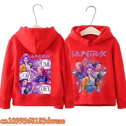 Rumi Mira Zoey Graphic Hoodie Front Back Hooded Casual Long Sleeve Pullovers