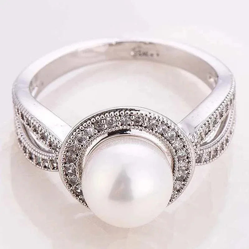 Romantic Elegant Big Round Imitation Pearl Ring