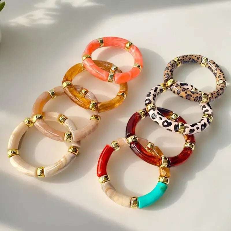 Mixed Color Bamboo Elastic Bracelets