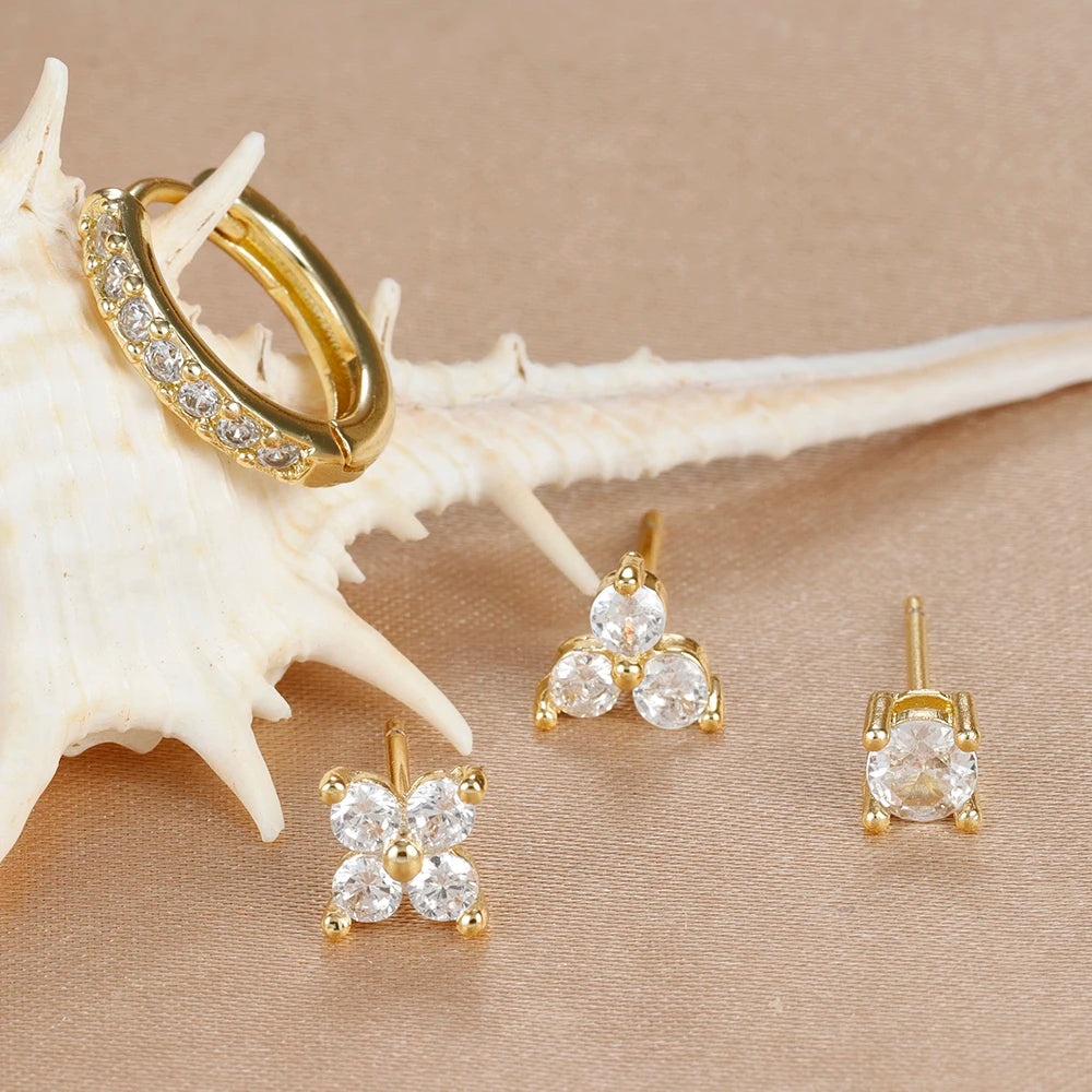 DANA 18K Gold Plated Flower Earrings Set