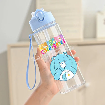 900ml Care Bears Cute Water Bottle with Straw Girls School Plastic Cup