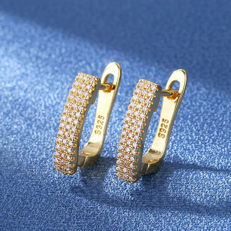 925 Silver Needle Princess Crystal Square Zircon Drop Earrings