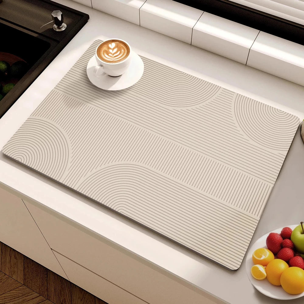 Minimalist Lines Diatom Mud Dish Drying Mat