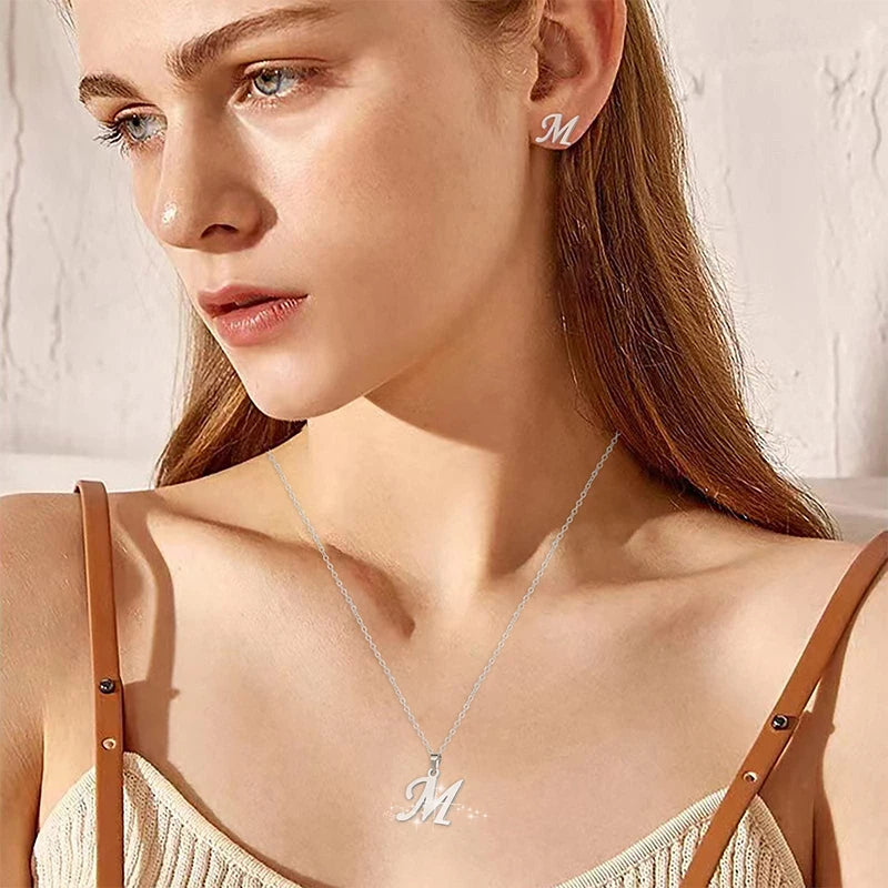 Letter Stainless Steel Letter Glossy Choker Necklaces