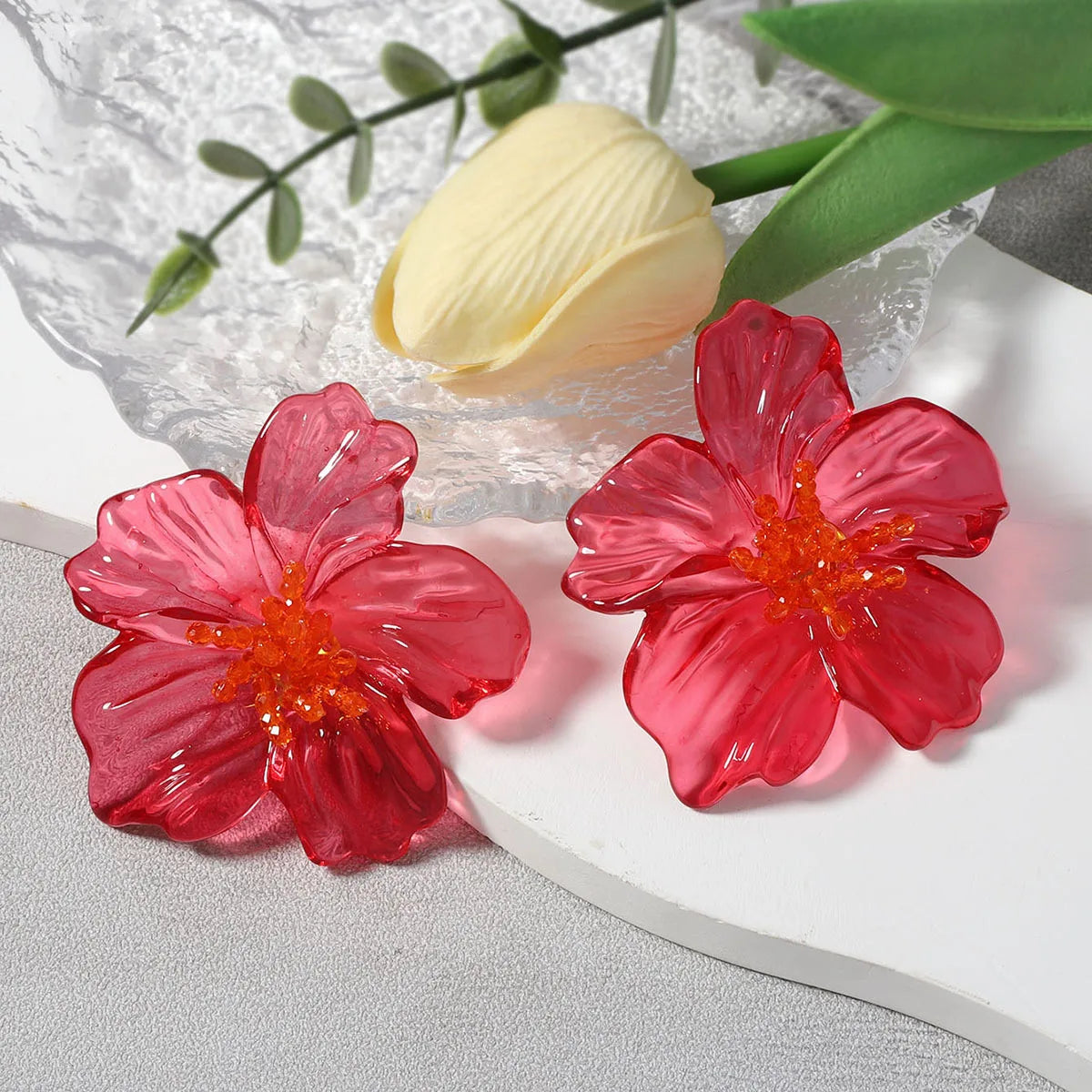 Colorful Acrylic Transparent Flower Earrings