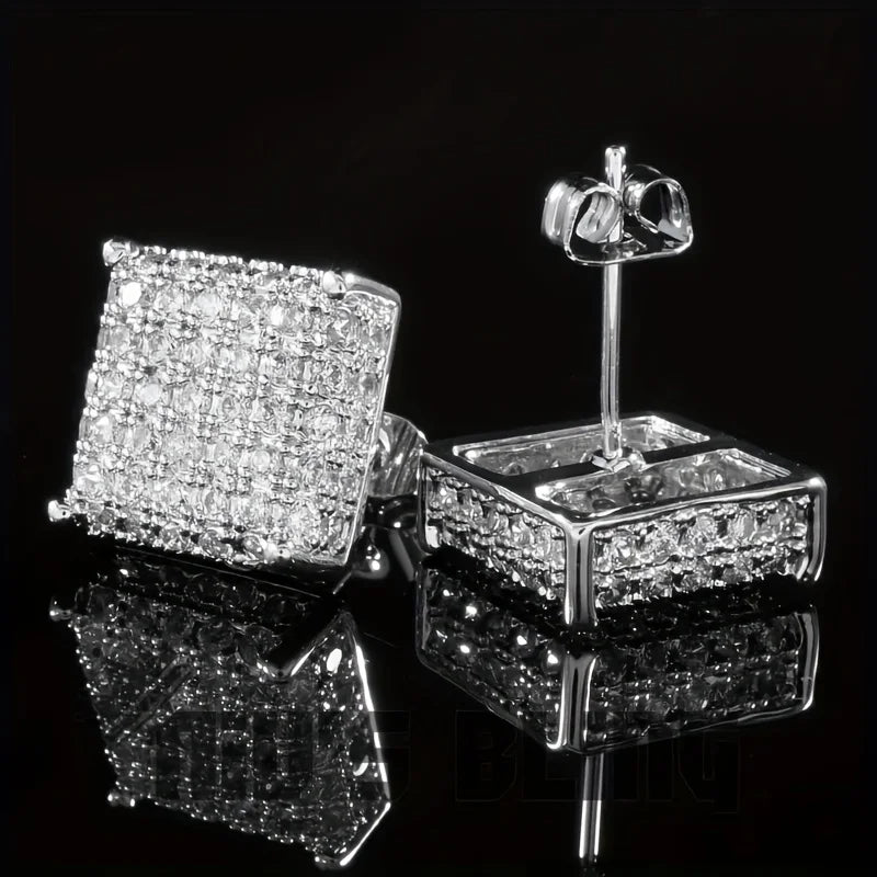 Square Classic Zircon Ear Studs Earrings