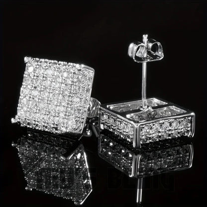 Square Classic Zircon Ear Studs Earrings