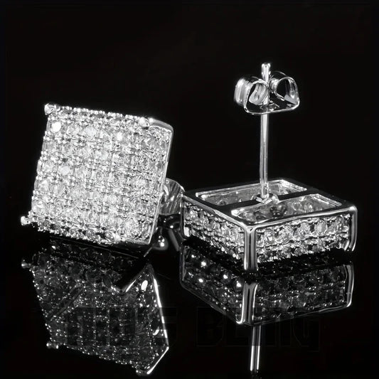 Square Classic Zircon Ear Studs Earrings