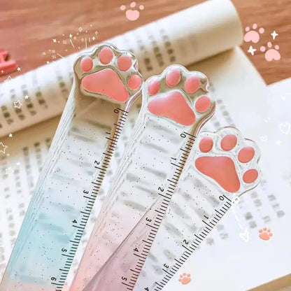 Cute Cat Paw Plastic Straight Rulers Kawaii School Drawing tools