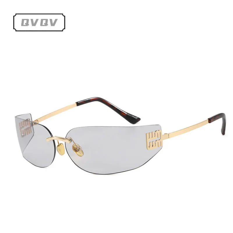 Frameless Square Metal Letter Frame Curved Windproof Sunglasses