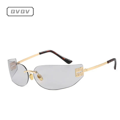 Frameless Square Metal Letter Frame Curved Windproof Sunglasses