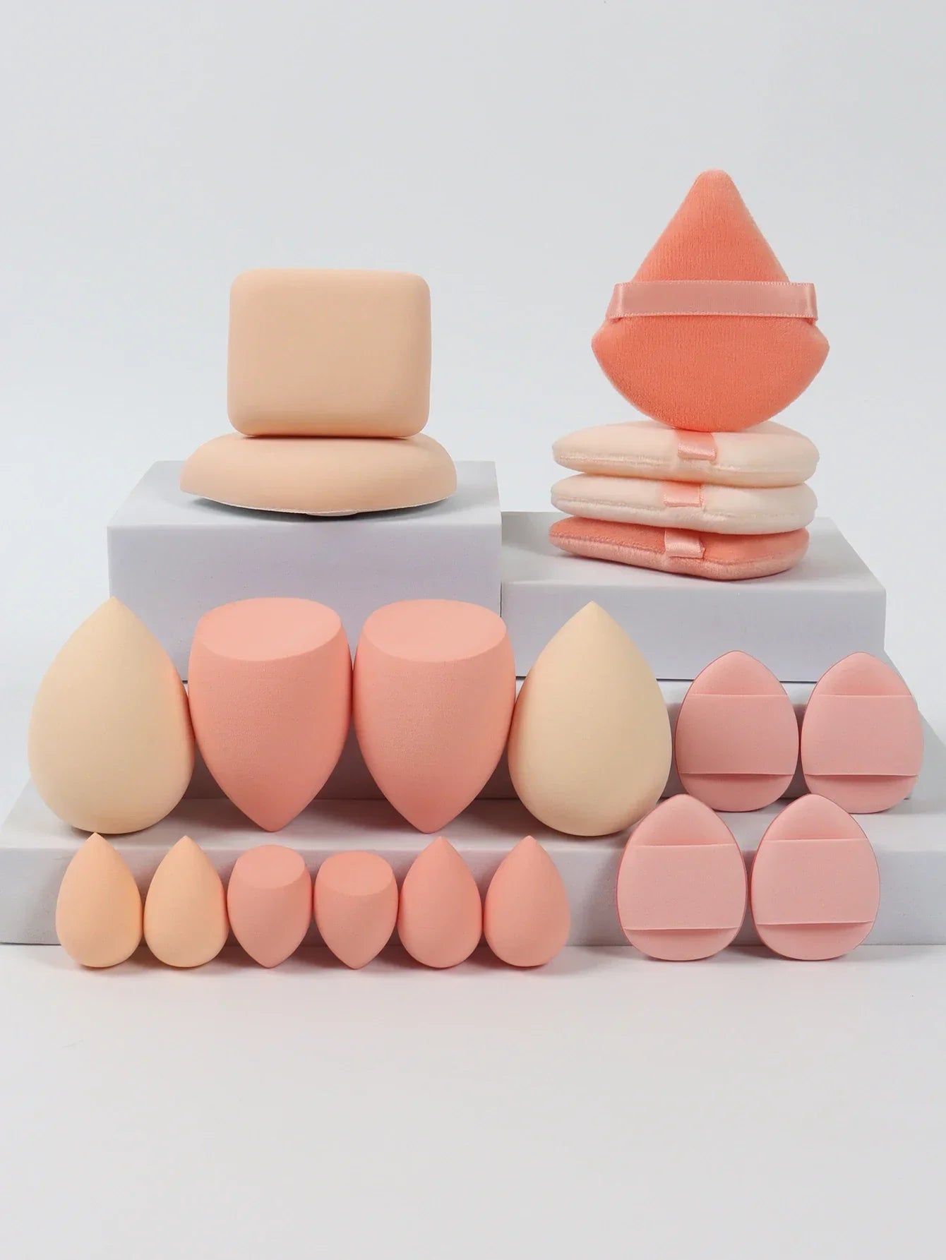 20 Pcs Pink Makeup Sponge and Makeup Puff Set