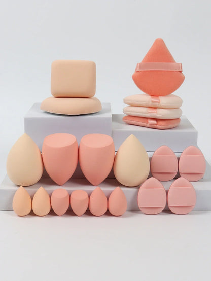 20 Pcs Pink Makeup Sponge and Makeup Puff Set