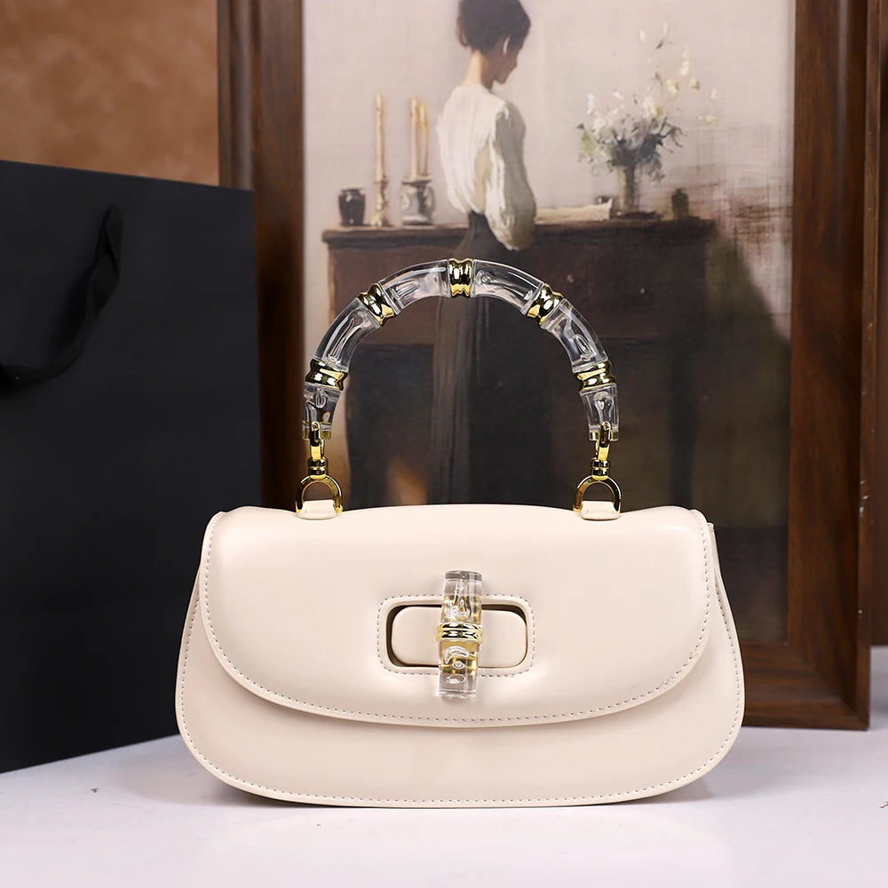 Bamboo Hand-Held Saddle Crossbody Bag