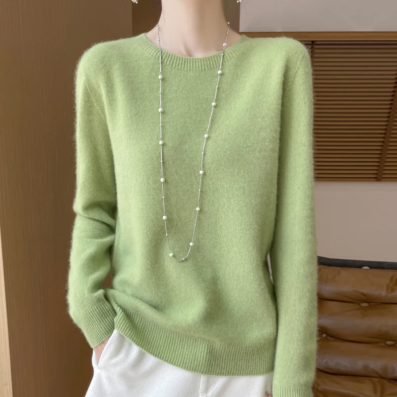 Wool Cashmere Pullover O-Neck Long Sleeve