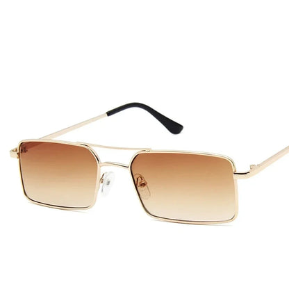 Square Alloy Metal Small Frame Double Bridge Sunglasses